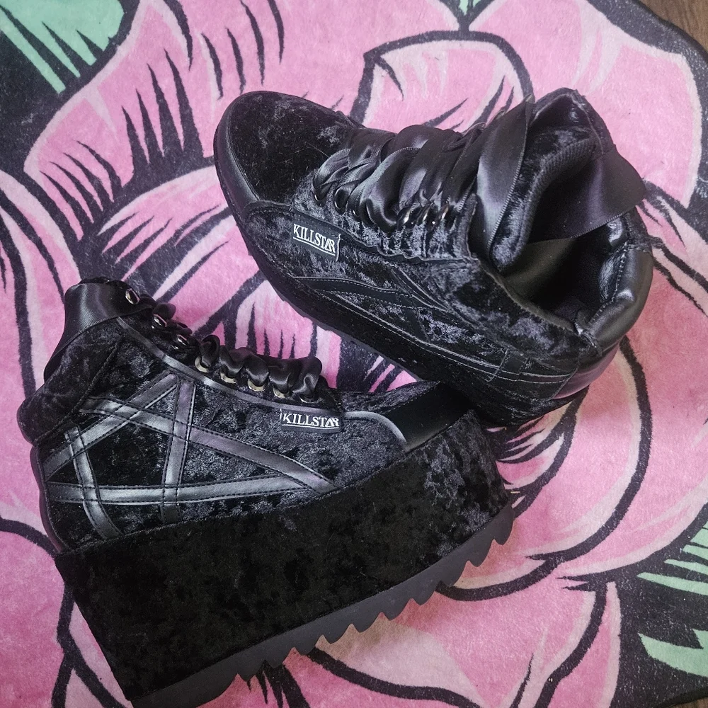 Killstar: Malice Platform Trainer [Velvet], Women's Sz 7 (runs big), Like New - Picture 7 of 13